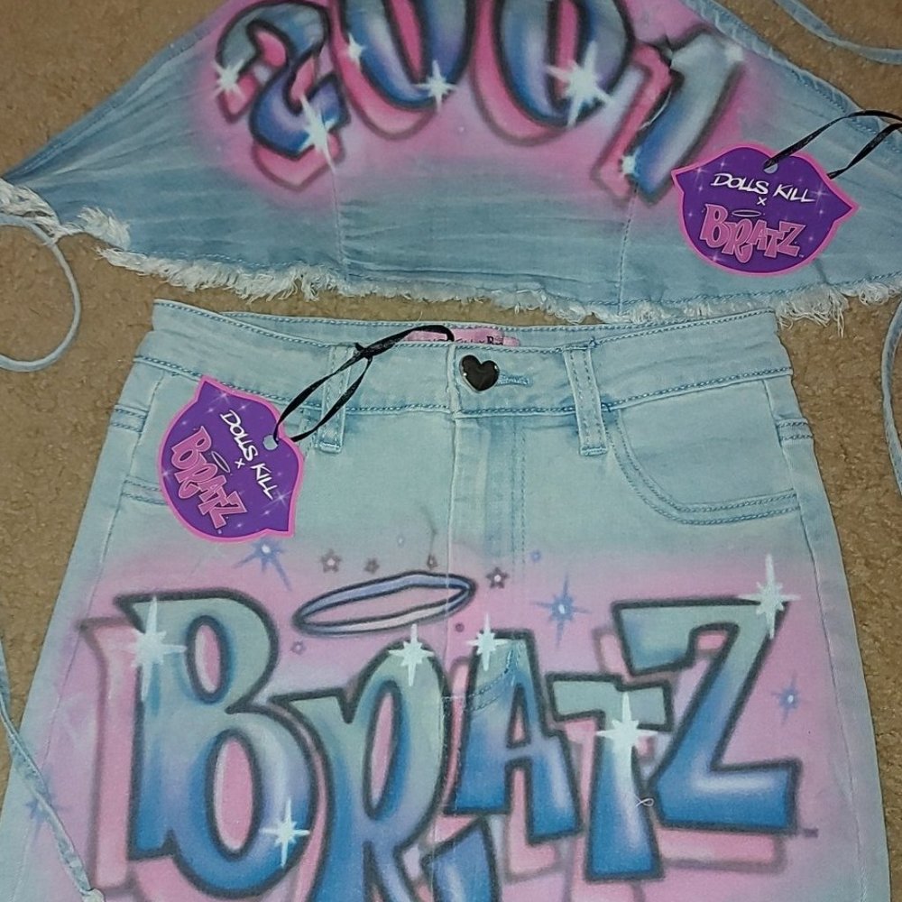 Bratzs Denim Crop Top & Skirt